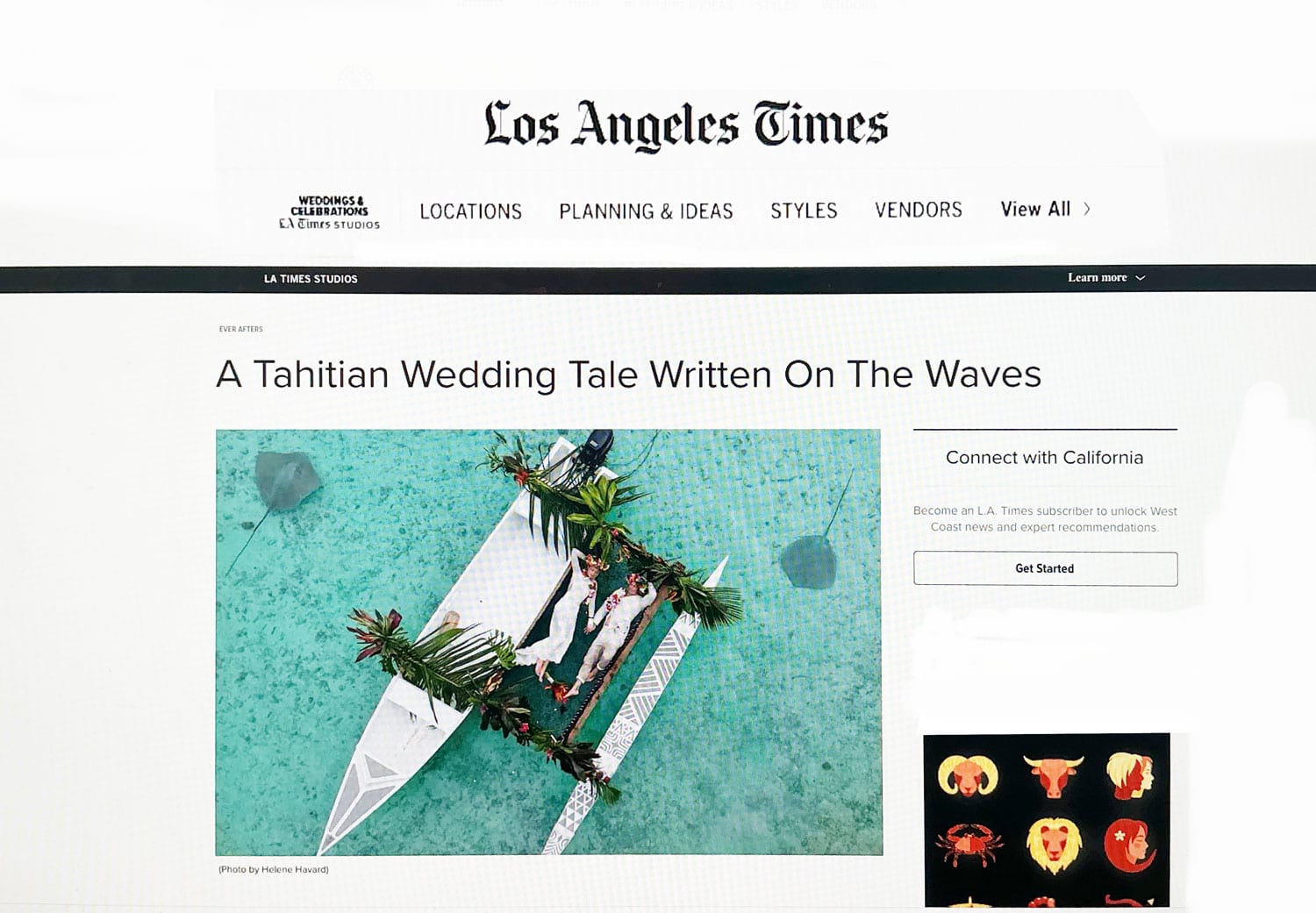 Tahiti Wedding Photographer - A Dream Moorea Wedding Featuredin the Los Angeles Times